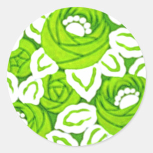 Groene en witte Art Deco Bloem sticker