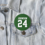 Groene en Witte Atleet Naam Jersey Nummer Ronde Button 7,6 Cm<br><div class="desc">Vrolijk op je favoriete sportteam, football speler of show gewoon je schooltrots met een aangepaste gepersonaliseerde spirit knop! Voeg je schoolnaam toe of personaliseer met de naam van een speler en een jersey-nummer. Perfect voor football, basketbal, honkbal en voetbalwedstrijden! Creëer custom pinnen voor het hele team, cheerleaders, ouders en broers...</div>