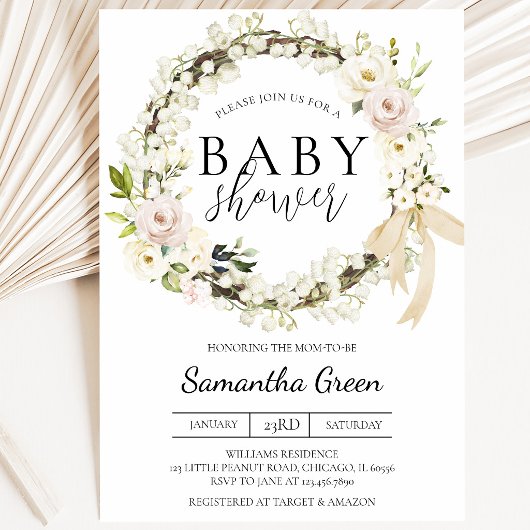 Groene en Witte Baby Shower Kaart