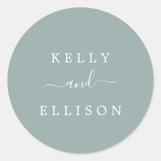 Groene en Witte Berichten Envelopzegels Ronde Sticker (Voorkant)