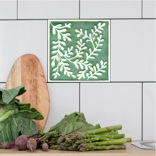 Groene en witte bladeren Keramische Tegel Tegeltje