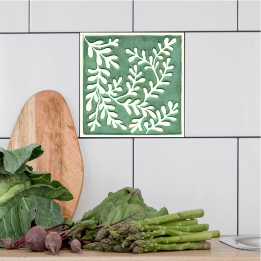 Groene en witte bladeren Keramische Tegel Tegeltje
