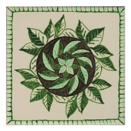 Groene en witte bladeren poster (Voorkant)