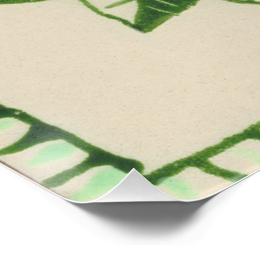 Groene en witte bladeren poster (Hoek)