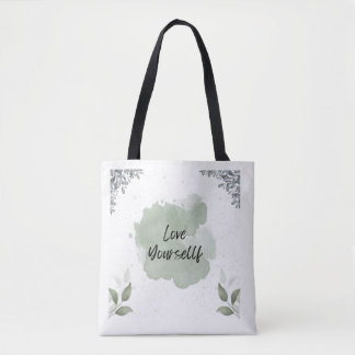 Groene en Witte Bladeren Watercolor Tas