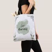 Groene en Witte Bladeren Watercolor Tas (Dichtbij)
