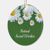 Groene en witte bloem-gepensioneerde sociale werke keramisch ornament (Links)