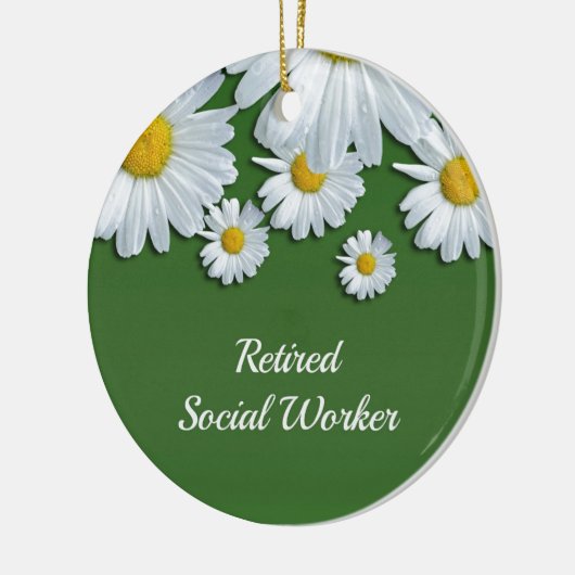 Groene en witte bloem-gepensioneerde sociale werke keramisch ornament (Links)