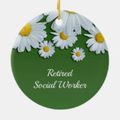 Groene en witte bloem-gepensioneerde sociale werke keramisch ornament (Achterkant)