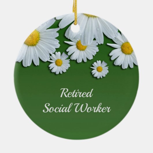 Groene en witte bloem-gepensioneerde sociale werke keramisch ornament (Achterkant)