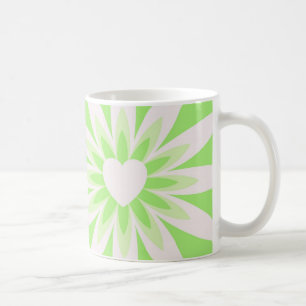 Groene en witte bloem met ontwerp van het hartpatr koffiemok