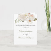 Groene en witte bloem Quinceanera uitnodiging (Voorkant)
