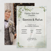 groene en witte bloemen elegante bloem bruiloft in kaart (Voorkant / Achterkant)