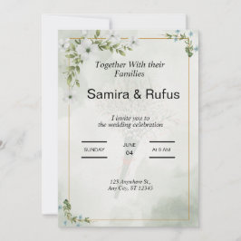 groene en witte bloemen elegante bloem bruiloftsin kaart
