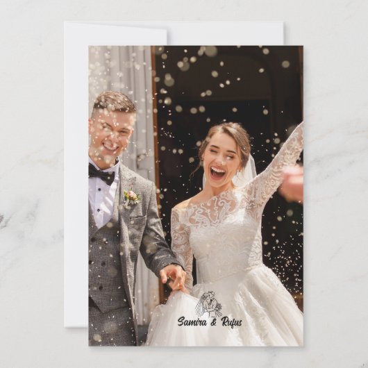 Groene en witte bloemen Elegante Bloemen bruiloft  Kaart (Achterkant)