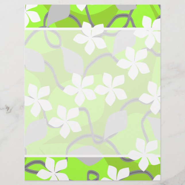 Groene en Witte Bloemen. Floral Pattern. (Voorkant)