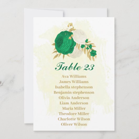 groene en witte bloemen gouden zitkaart kaart (Voorkant)