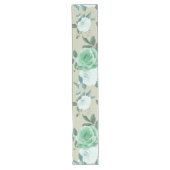 Groene en witte bloemen lange tafelloper (Voorkant)
