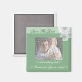 Groene en witte bloemenkorf Bewaar de datum Fotoma Magneet (Voorkant / Achterkant)