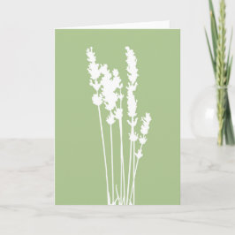 Groene en Witte Bloemensilhouet Wenskaart Kaart