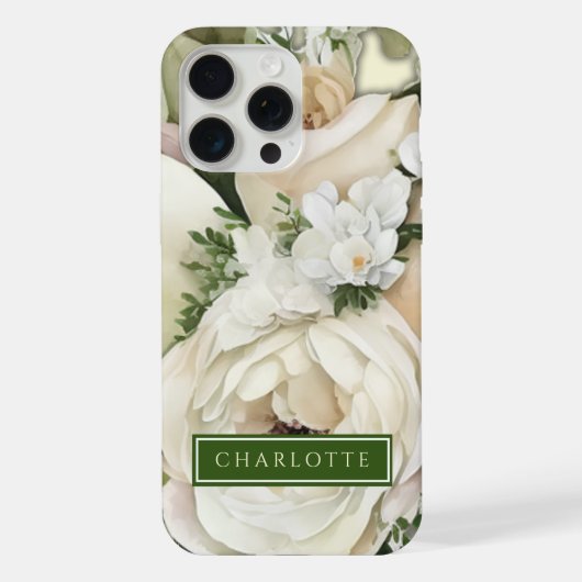 Groene en witte bloementuin iPhone hoesje (Achterkant)