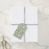Groene en witte bloemige cadeaubijlage cadeaulabel (Met Touw)