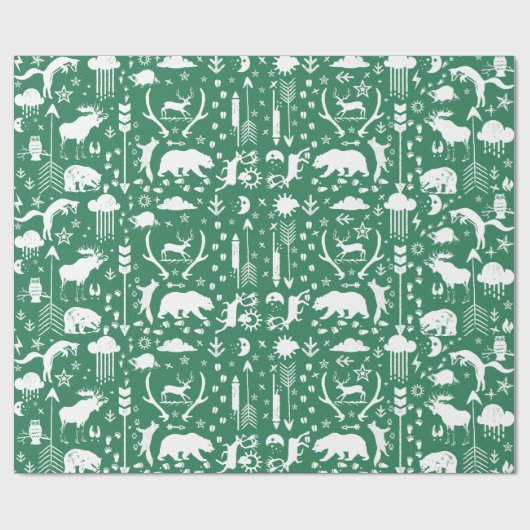 Groene en witte boerenrijen cadeaupapier (Vlak)