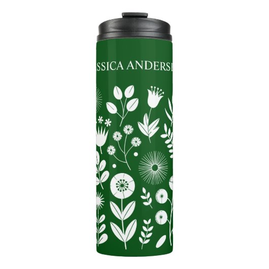 Groene en witte Boho Wildflower Thermosbeker (Voorkant)