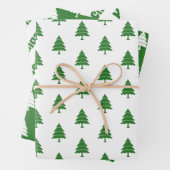 Groene en witte bomen Vroege kerstvakantie Inpakpapier Vel (In situ)