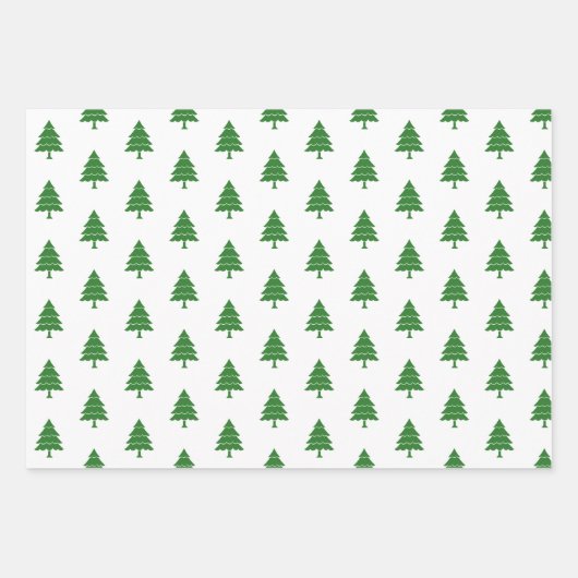 Groene en witte bomen Vroege kerstvakantie Inpakpapier Vel (Voorkant)