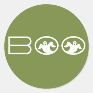 Groene en witte Boo Halloween Stickers