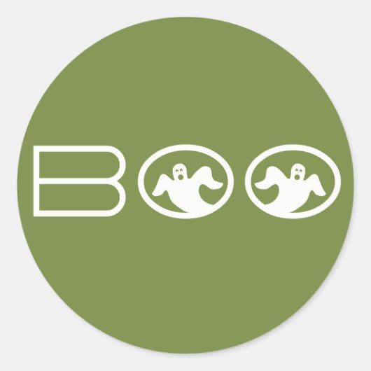 Groene en witte Boo Halloween Stickers (Voorkant)