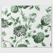 Groene en witte  botanische flora cadeaupapier (Vlak)