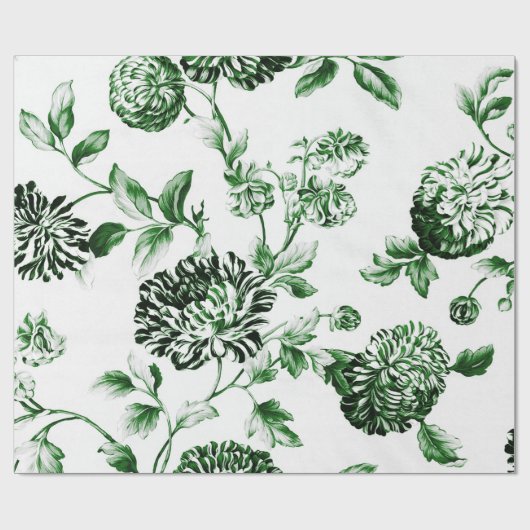 Groene en witte  botanische flora cadeaupapier (Vlak)