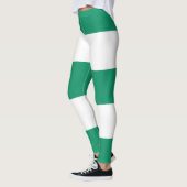 Groene en Witte Brede Stipes Leggings (Links)