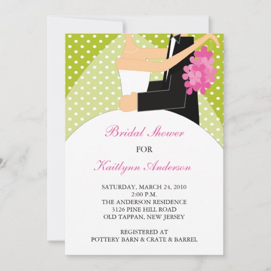 Groene en Witte Bridal Shower Invitation Kaart (Voorkant)