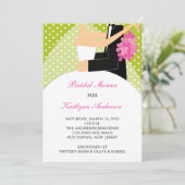 Groene en Witte Bridal Shower Invitation Kaart (Staand voorkant)