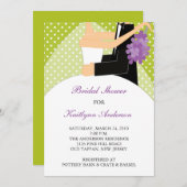 Groene en Witte Bridal Shower Invitation Kaart (Voorkant / Achterkant)