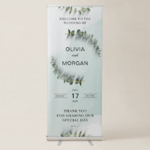Groene en Witte Bruiloft Intrekbare Banner