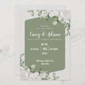 groene en witte bruiloft kaart (Voorkant / Achterkant)