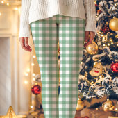Groene en witte Buffalo Plaid Kerstmis Leggings