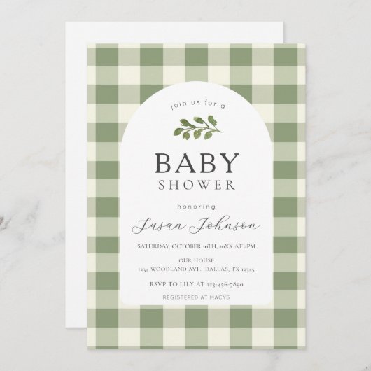 Groene en witte buffels controleren Plaid Baby sho Kaart (Voorkant / Achterkant)