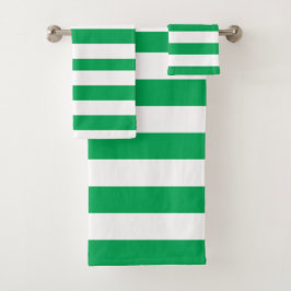 Groene en witte cabana strepen bad handdoek