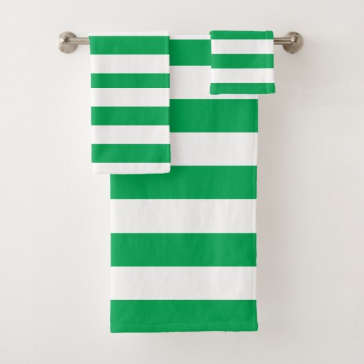 Groene en witte cabana strepen bad handdoek (Insitu)