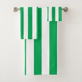 Groene en witte cabana strepen bad handdoek