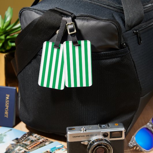 Groene en Witte Cabana Strepen Bagagelabel (Voorkant /achterkant)