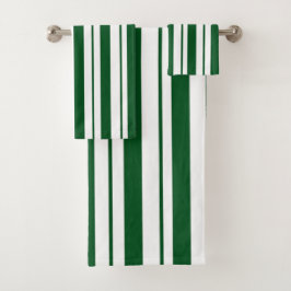 Groene en witte Candy Cane Stripes Bad Handdoek