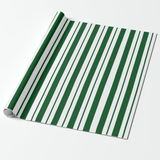 Groene en witte Candy Cane Stripes Cadeaupapier (Uitgerold)