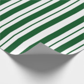 Groene en witte Candy Cane Stripes Cadeaupapier (Hoek)