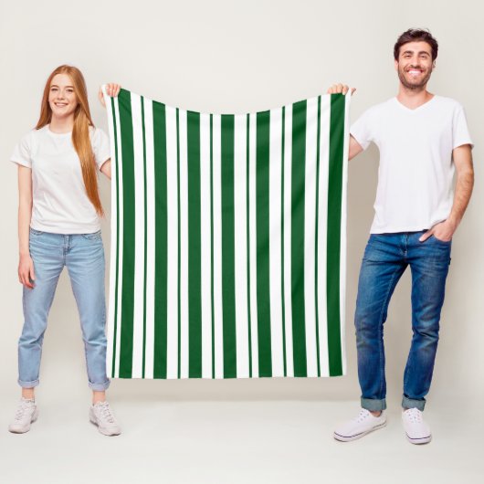 Groene en witte Candy Cane Stripes Fleece Deken (In situ)